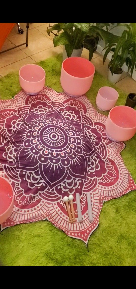 Pink Crystal Singing Bowl Set 
