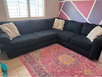 Navy Blue L-Shaped Sectional Sofa – Great Condition