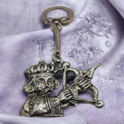 Vintage King Keychain, stamped "Italy"