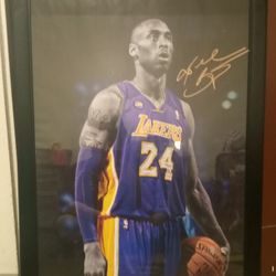 KOBE BRYANT PICTURE WITH FRAME & SMALL MINI KOBE BRYANT PICTURE IN PLASTIC 