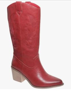 Women's Cowboy Boots Western Fashion Cowgirl Mild Calf Boots Low Chunky Block Heel Pointed Toe Boots
