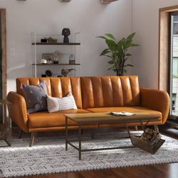 Mid Century Modern Leather Futon