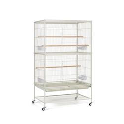 Prevue Pet Products Wrought Iron Flight Cage with Stand, Large Birdcage for Pets, Metal Cage Standing Birdcage, Chalk White