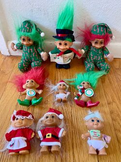 Vintage 90s Russ Trolls Dolls Christmas Holiday decorations