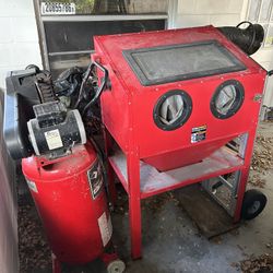 Air Compressor With Blast Cabinet 