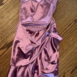 Honey and Rosie Pink Prom Club Satin Ruffled Gown Women’s XS with Slit