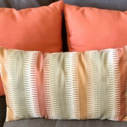 Set of Three Martha Stewart Throw Pillows with Orange Accents 
