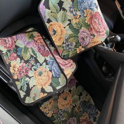 Set Of Floral Car Mats 
