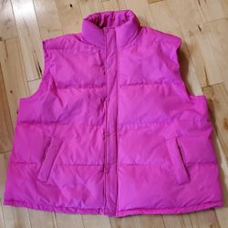 NEW A New Day Womens Hot Pink Puffer Vest (2XL)