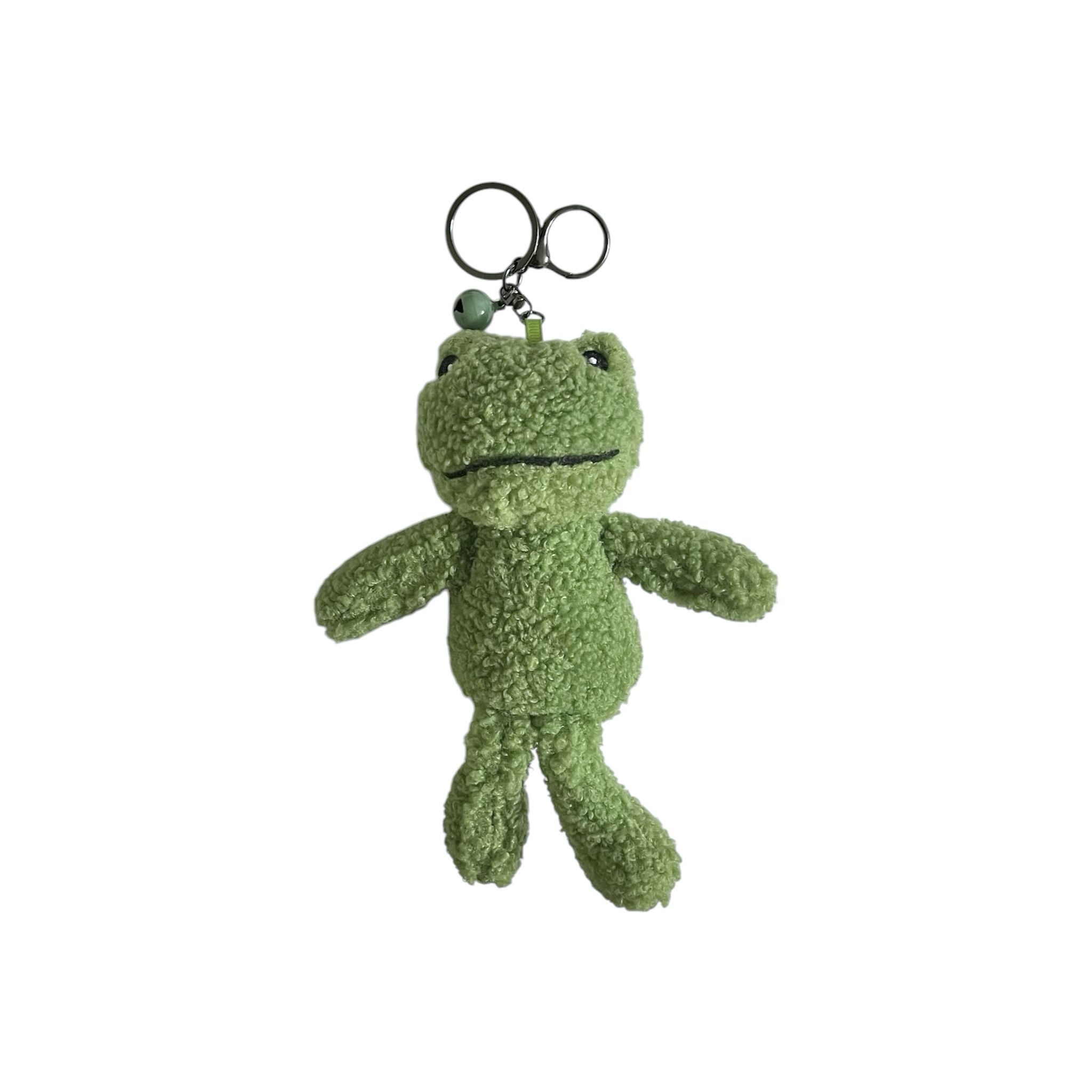 Green Frog Plush Stuffed Animal Charm With Bell Cute Bag Accessories Keychain