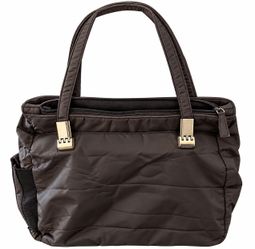 Del Mano Brown Nylon Shoulder Tote Bag
