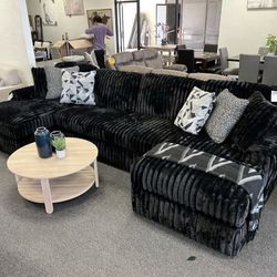 🖤$10 PAYMENT 🌼MIDNIGHT-MADNESS ONYX 3 PIECE DOUBLE CHAISE SECTIONAL SOFA