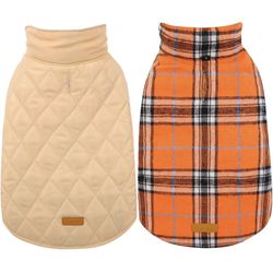 Kuoser Warm Dog Coat, Reversible Dog Jacket Waterproof Dog Winter Coat British Style Plaid large