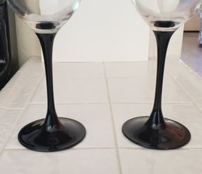 2 Beautiful Vintage Black Stem Luminarc Arcoroc France French Rare Wine  Glasses 8 1/4 Inches READ BELOW for Sale in Upland, CA - OfferUp