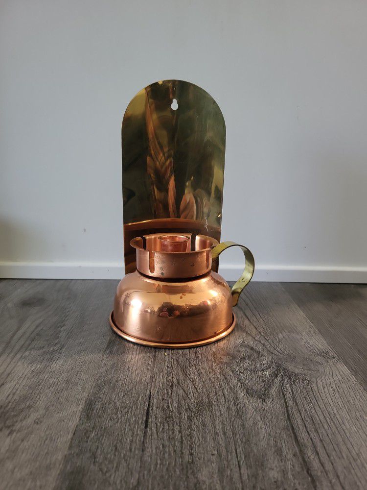 Vintage Copper And Brass Candlestick Holder 