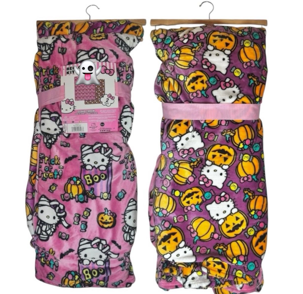 Hello Kitty Halloween Two Pack Blankets.Nwt.