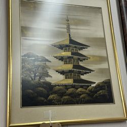 Vintage Japanese Pagoda Art 