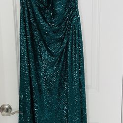 Emerald Green Sequin Evening Dress (size 8P)