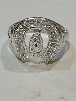 Sterling Silver Virgin Mary CZ Ring