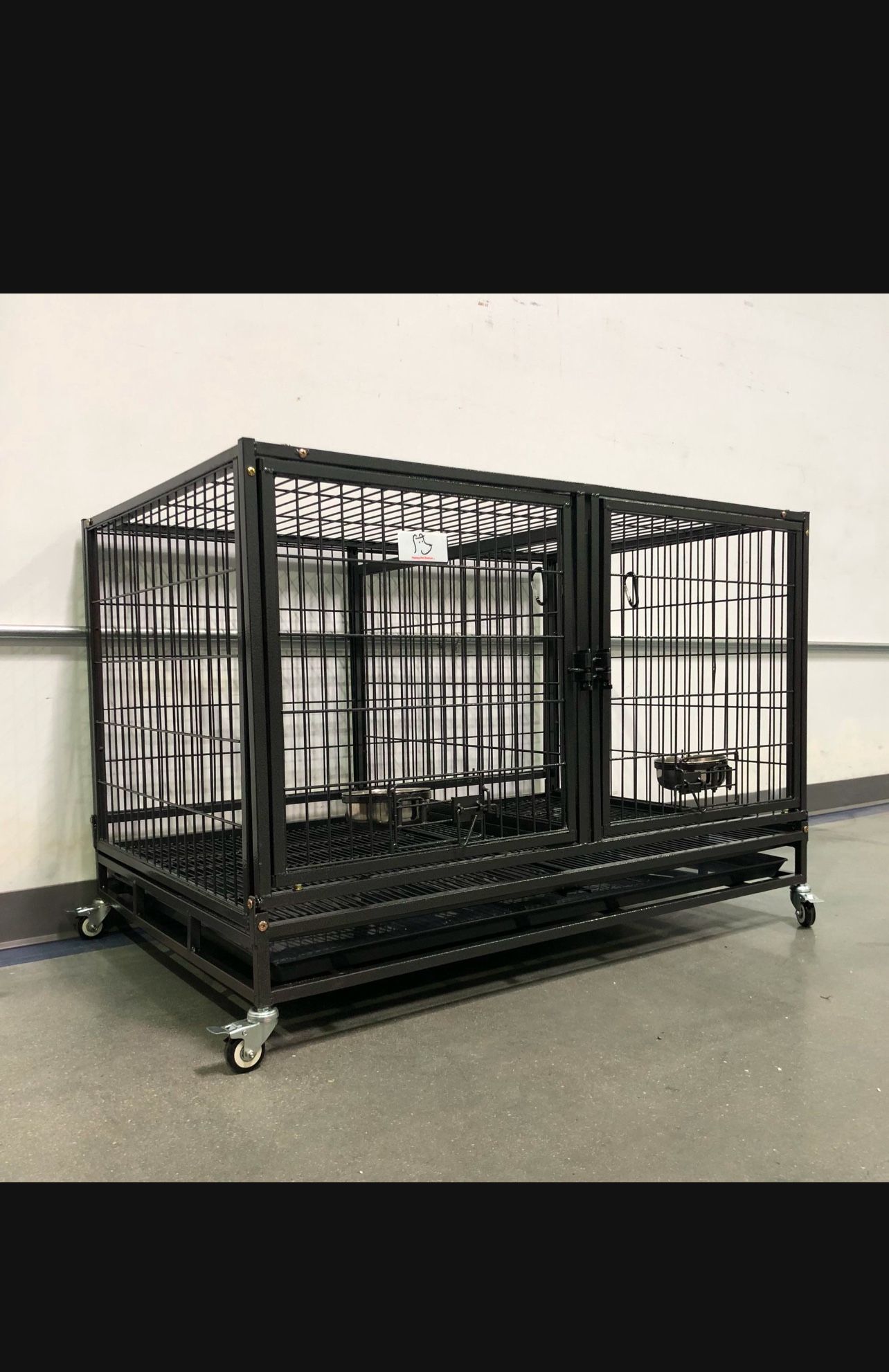 Dog Cage Kennel Size 43” With Divider And Feeding Bowls New In Box 📦