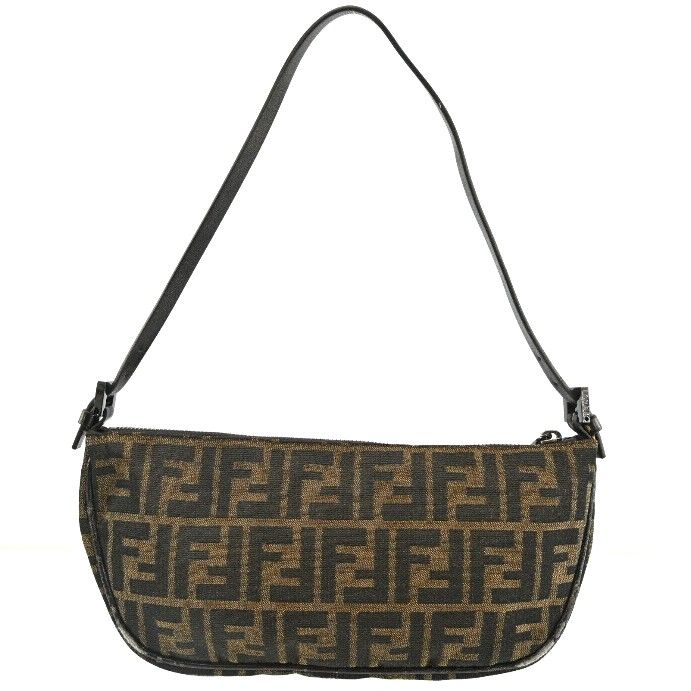 FENDI Zucca pattern Accessory Pouch bag Brown Canva leather