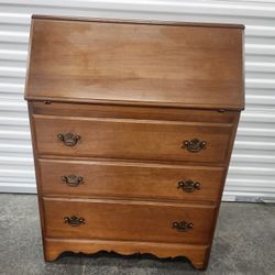 Solid Maple Wood Drop Down Secretary Desk 