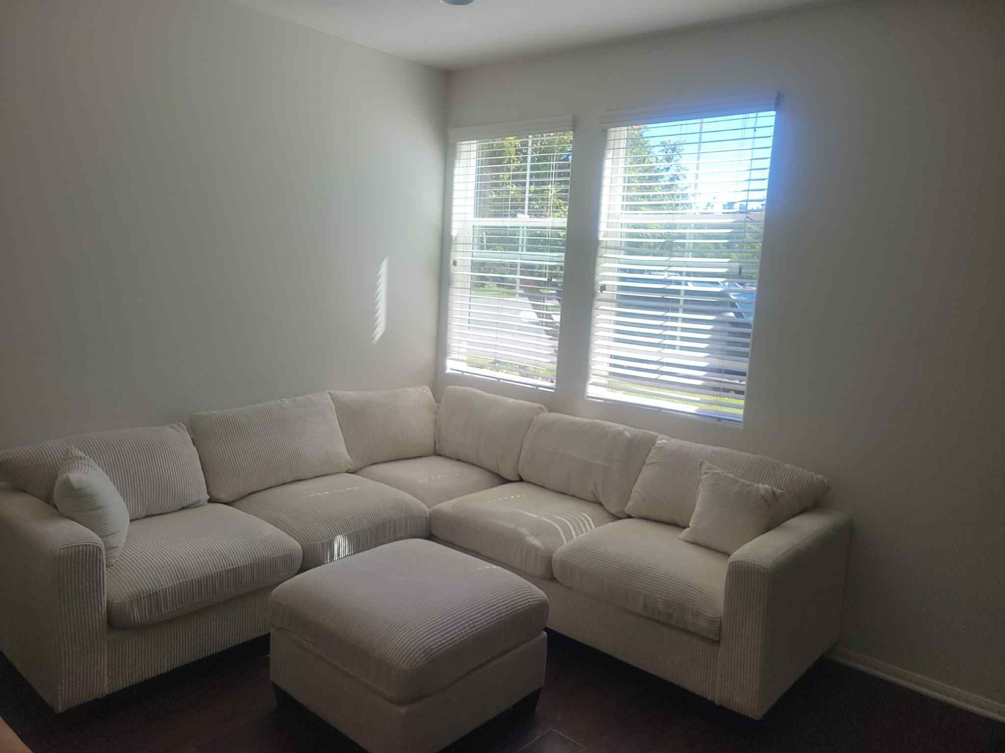 New 99x99 Corduroy Sectional Couch. Free Delivery 