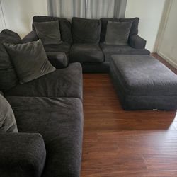 Couch And Love Seat Charcoal Grey 