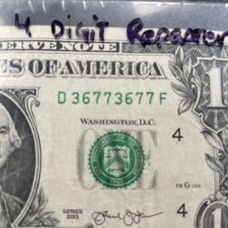 Fancy serial # Very cool 97.3% 1$ Bank note