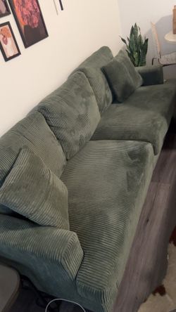 Green corduroy sofa