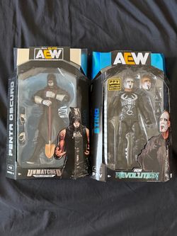 AEW Penta and Sting wrestling figures