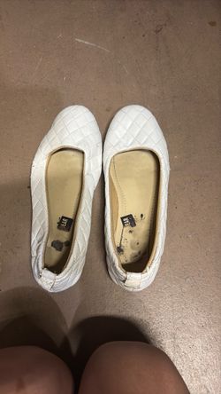 White Quilted Ballet Flats