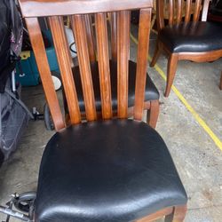 4 Solid Wood Leather Chairs with a Solid Wood table 