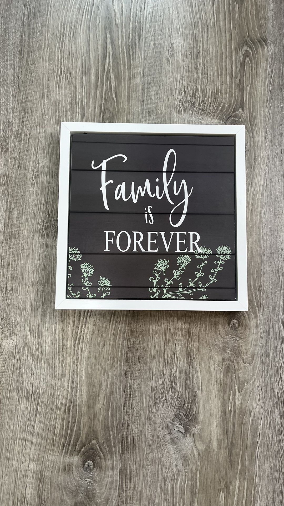 Family Is Forever Gray White Hidden Dry Erase Board Key Holder Organizer Wall Decor