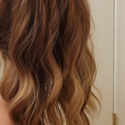 brand new ombre dark root to blonde loose gurly hair wigs with bangs 