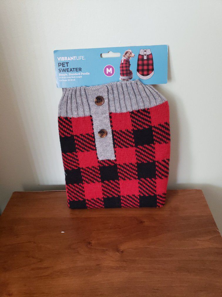 Black  And Red Checked Dog Sweater 