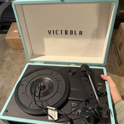 Victrola Vintage 3-Speed Bluetooth Portable Suitcase Record Player with Built-in Speakers | Upgraded Turntable Audio Sound|Aqua Turquoise, Model Numbe