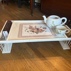 Vintage Breakfast  Bed Table / Lap Top Table / With Book Rack 