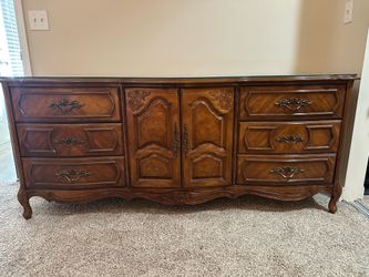 Glass top wooden dresser