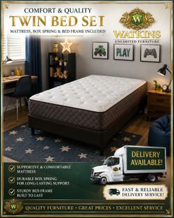 🛏️ LIKE NEW Twin Bed Set – Mattress, Box Spring & Bed Frame Included! 🛏️