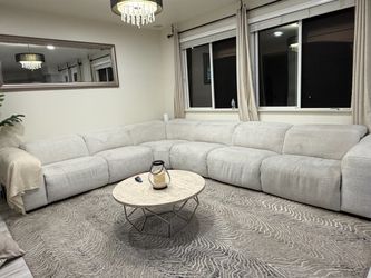 Large Light Gray Fabric Sectional Sofa