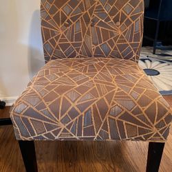 Armless Accent Chair with Geometric Pattern Upholstery 