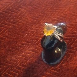 Trillion Cut Citrine Set In Artisan Sterling Silver 