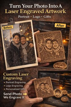 Custom Photo Laser Engraving on Wood – 3x4 Inch