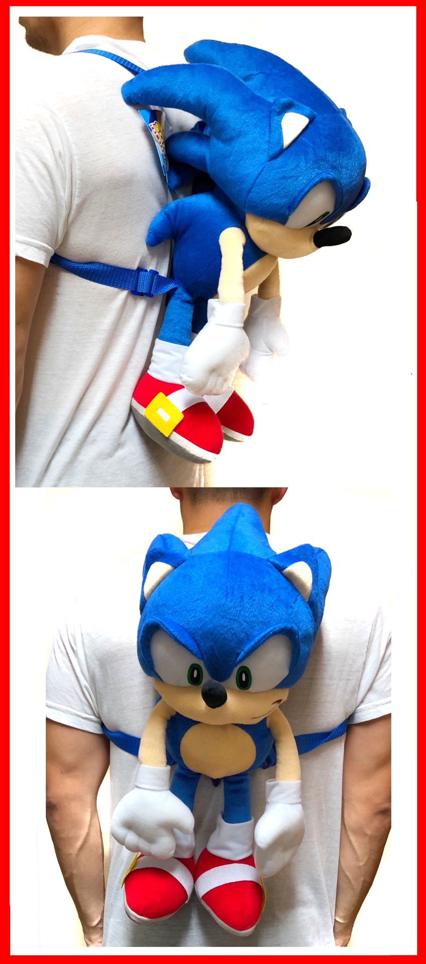NEW! Sonic the Hedgehog soft toy plush backpack video game cartoon anime characters kid’s bag Sega
