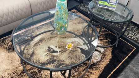 3 Pc Glass Living Room Table Set