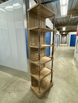 Tall Rustic Wood Etagere Bookshelf