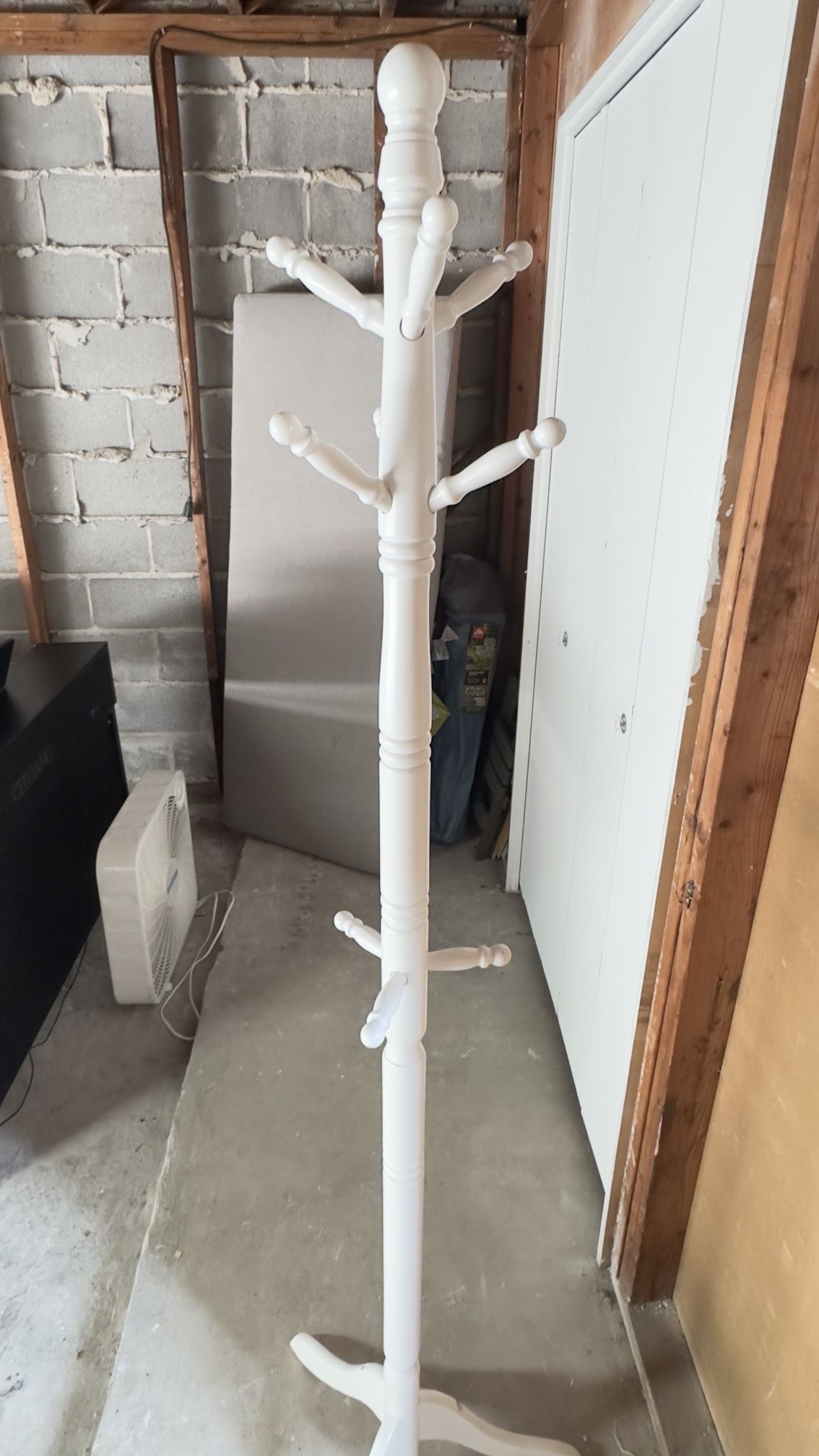 Coat Rack, Coat Tree with 8 Hooks, White Rack