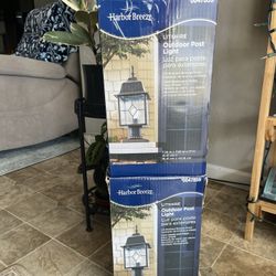 NEW Harbor Breeze Outdoor Wall Lantern Motion Sensor  Matte Black Finish SET Of 2