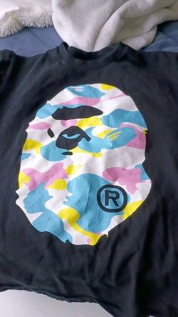BAPE SHIRT, SIZE M, PINK, BLUE, YELLOW AND WHITE COLORED